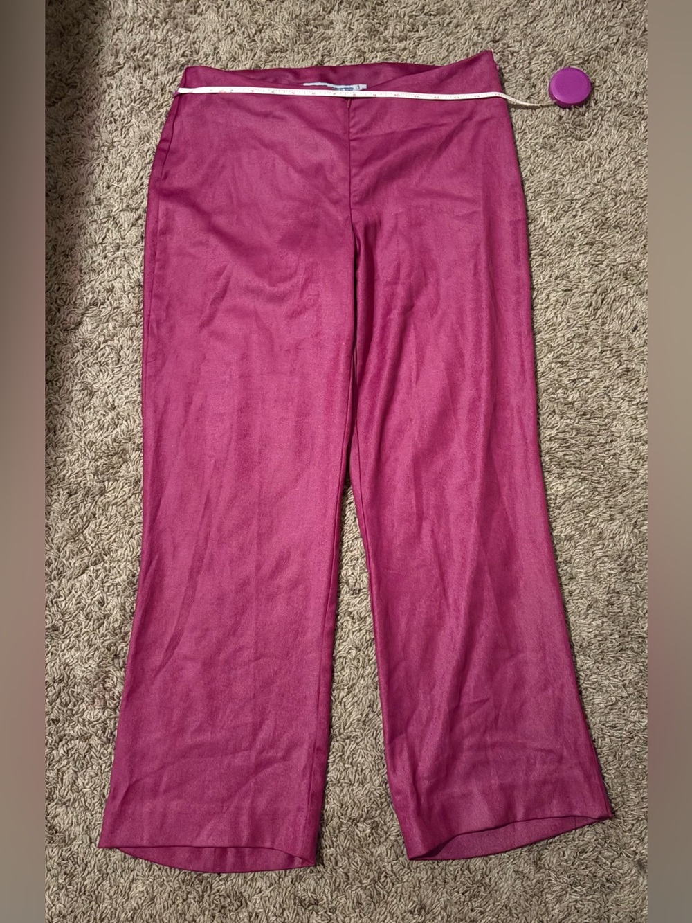High-Rise Wide-Leg Pants in Deep Magenta